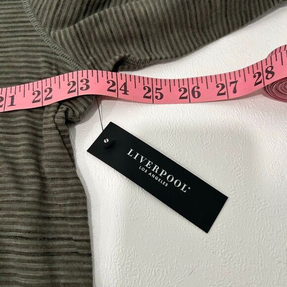 Liverpool Los Angeles Olive Striped Henley Long Sleeve Shirt XL - Picture 5 of 6